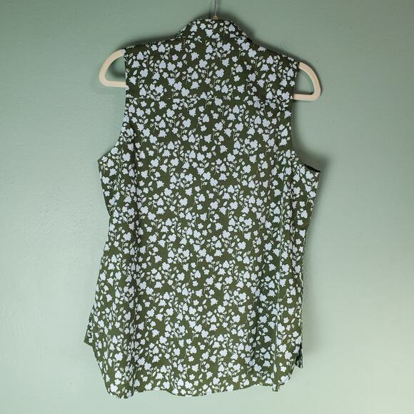 Cabi Womens Keepsake Blouse Sage Green Blue Floral Sleeveless Top Size Medium - Picture 2 of 6